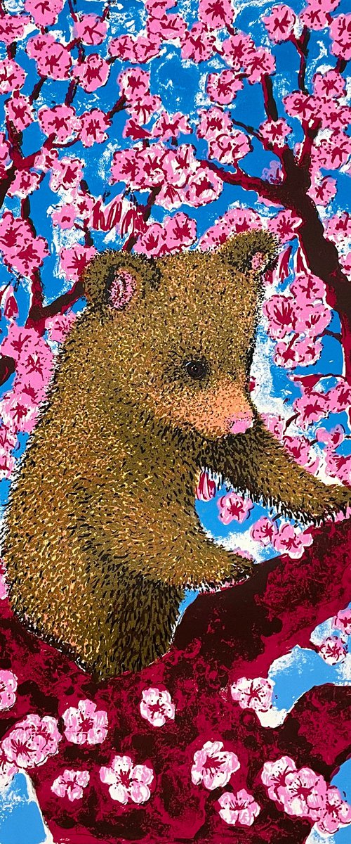 Cherry Blossom Bear Cub by Tim Southall