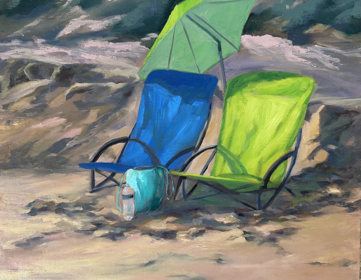 Impressionistic Landscape Oil Painting By Grace Diehl, 14 X 11, A Place For Two, Original Artwork