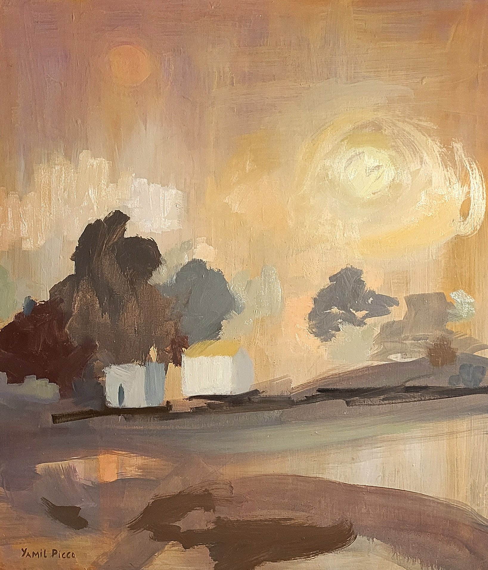 Impressionistic Landscape Painting By Yamil Picco, 28 X 31", "Impresion", Original Artwork