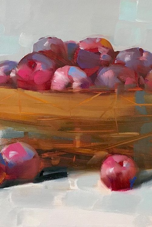 Plums, Still Life, Original oil painting  Hand painted artwork One of a kind by Vahe Yeremyan
