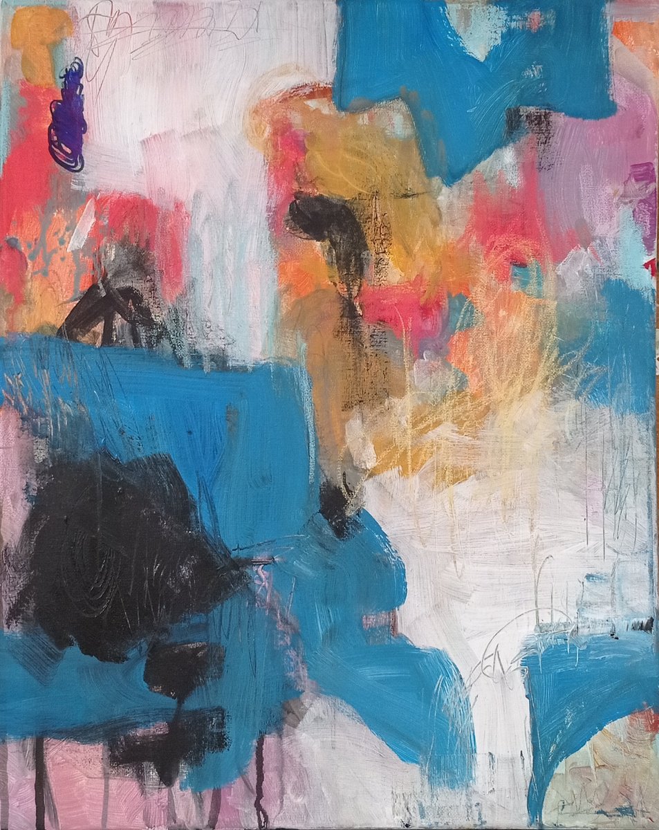 Abstract Acrylic Painting By Olena Karpenko, 16 X 20", Abstraction #1, Original Artwork