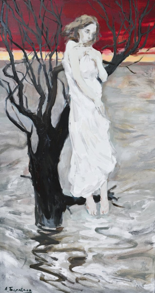 Impressionistic Landscape Painting By Andriy Berekelia, 26 X 47, Lost Peace Of Mind, Original Artwork