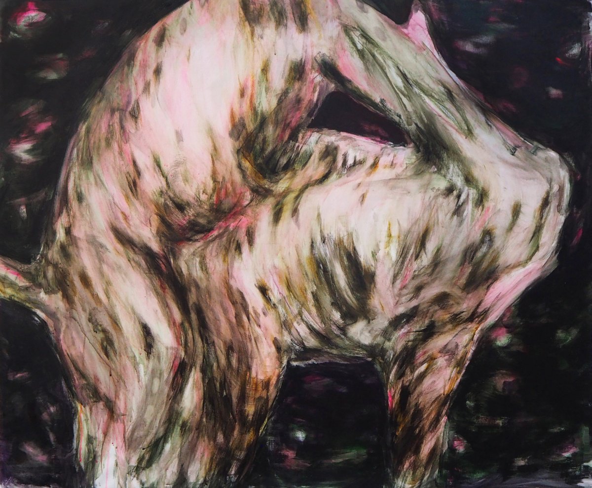 Expressive Animal Painting By Cynthia Gregorova, 43 X 37, Deep Connection, Original Artwork