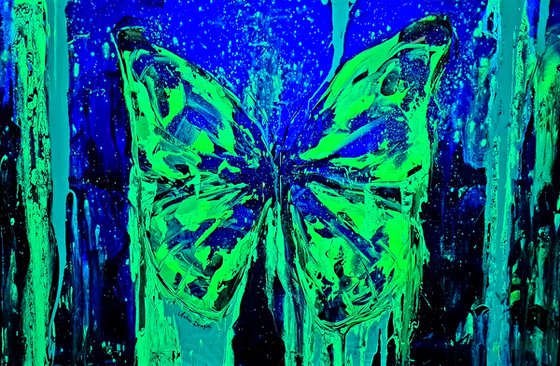 Popart butterfly green pearl