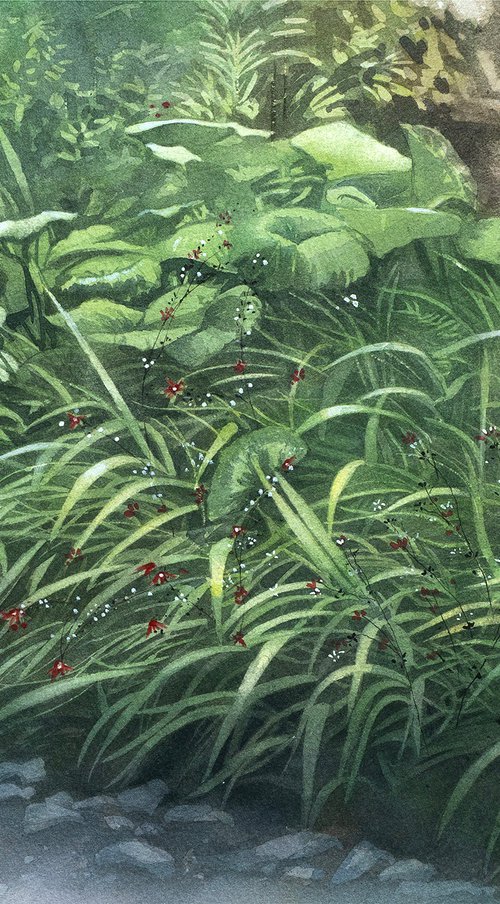 Wild Grass and Light - Watercolor Painting by Masato Watanabe