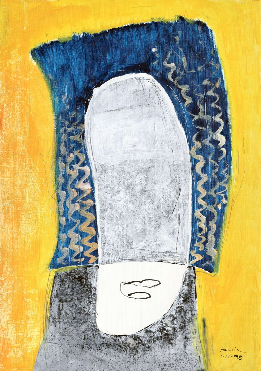 Portrait Acrylic Painting By Jiri Havlik, 14 X 20, An Unknown Lady, Original Artwork