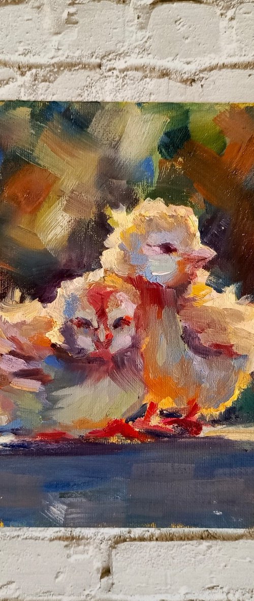Chicken little friends Birds art by Anastasia Art Line
