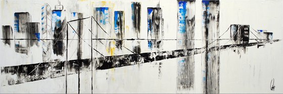 Urban Affairs - Abstract- Painting- Acrylic Canvas Art - Wall Art - Large Painting - Blue Art - Modern Art