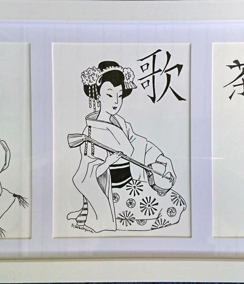 Three Japanese Craces. Triptych by Svetlana Vorobyeva