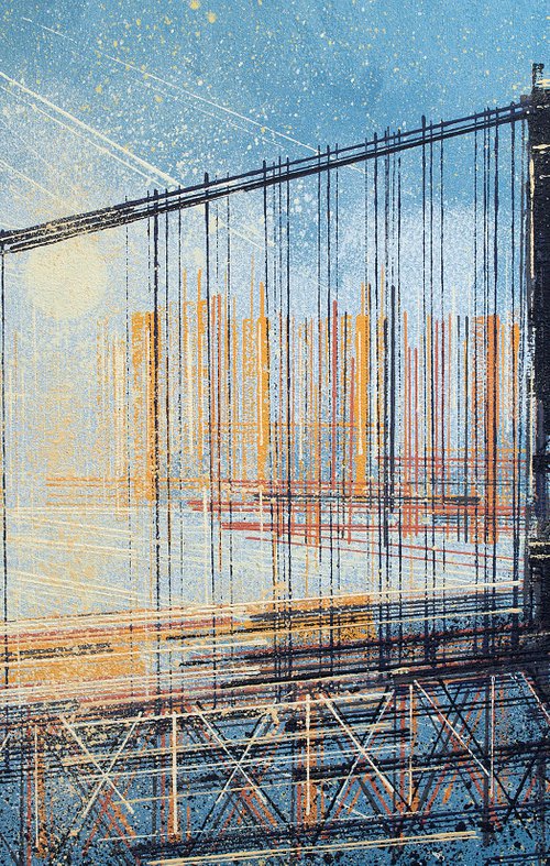 New York - The Manhattan Bridge At Sunset by Marc Todd
