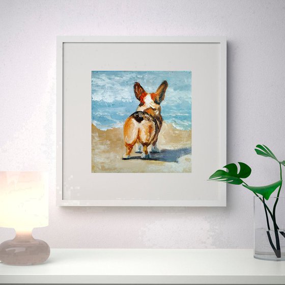 Corgi Painting Original Art Dog Artwork Corgi Butt Wall Art