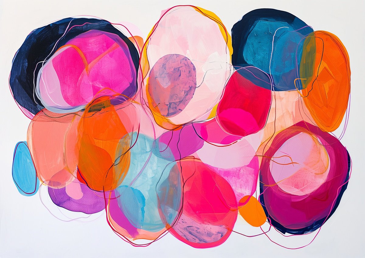 Abstract in Pink, Blue, Orange by Sasha Robinson