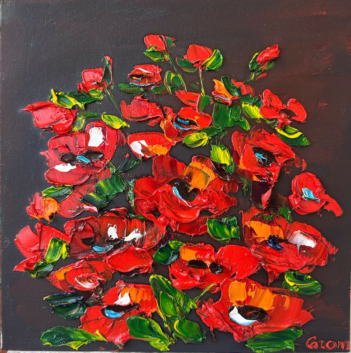 Mini Red Poppies By Oksana Fedorova, 10 X 10, Artwork For Sale On Artfinder