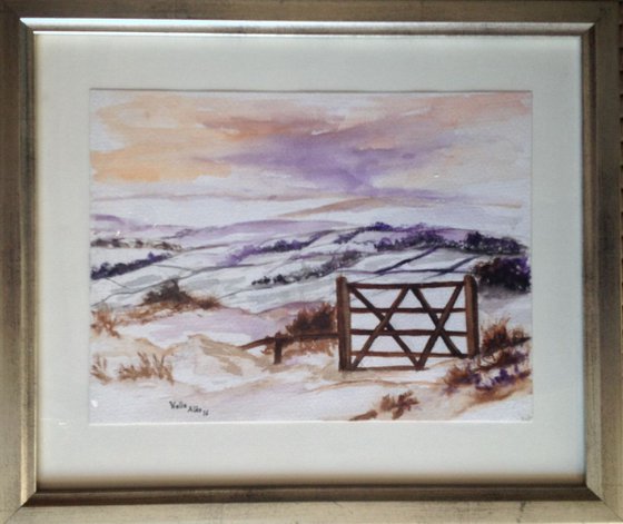Beautiful Winter, original watercolour painting with mount