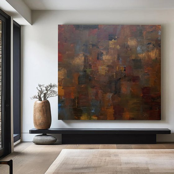 Red large abstract painting