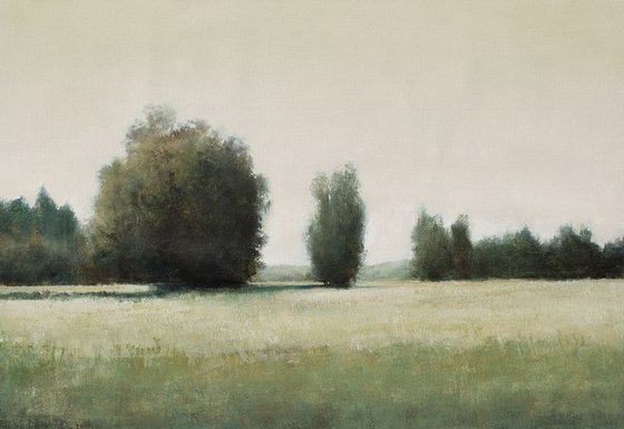 Afternoon Field 220403, Tonal landscape painting