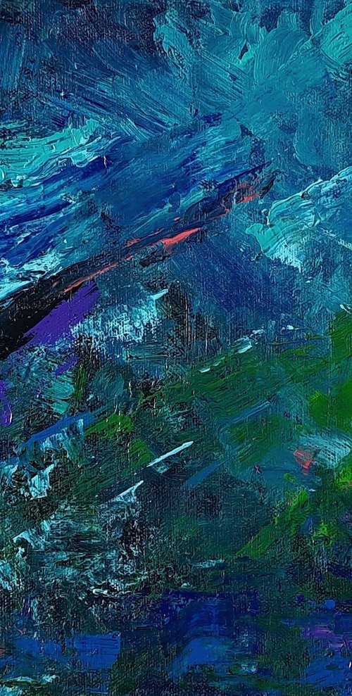 Water Lilies in blue waters by Asha Shenoy
