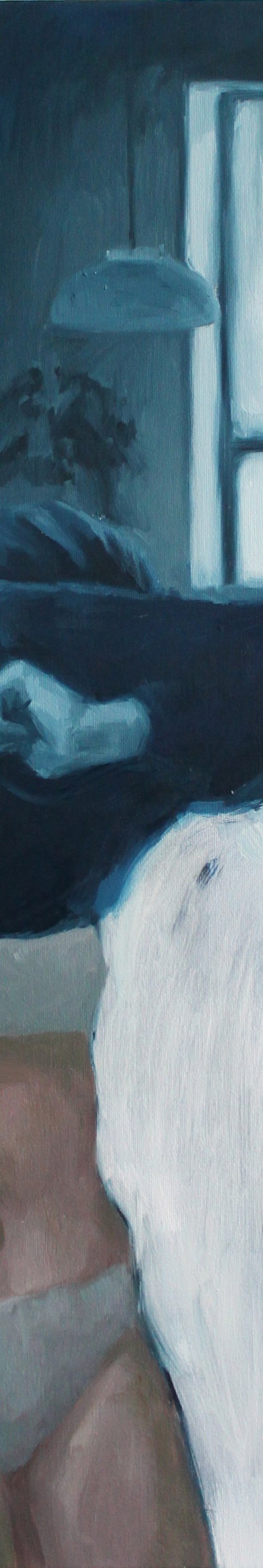 "Stay with yourself" Girl at home oil art by Yana Sagan