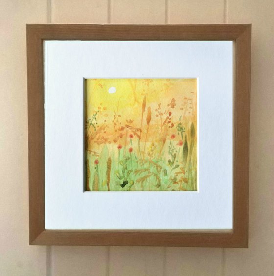 Golden Meadow - Mounted Watercolour, small gift idea