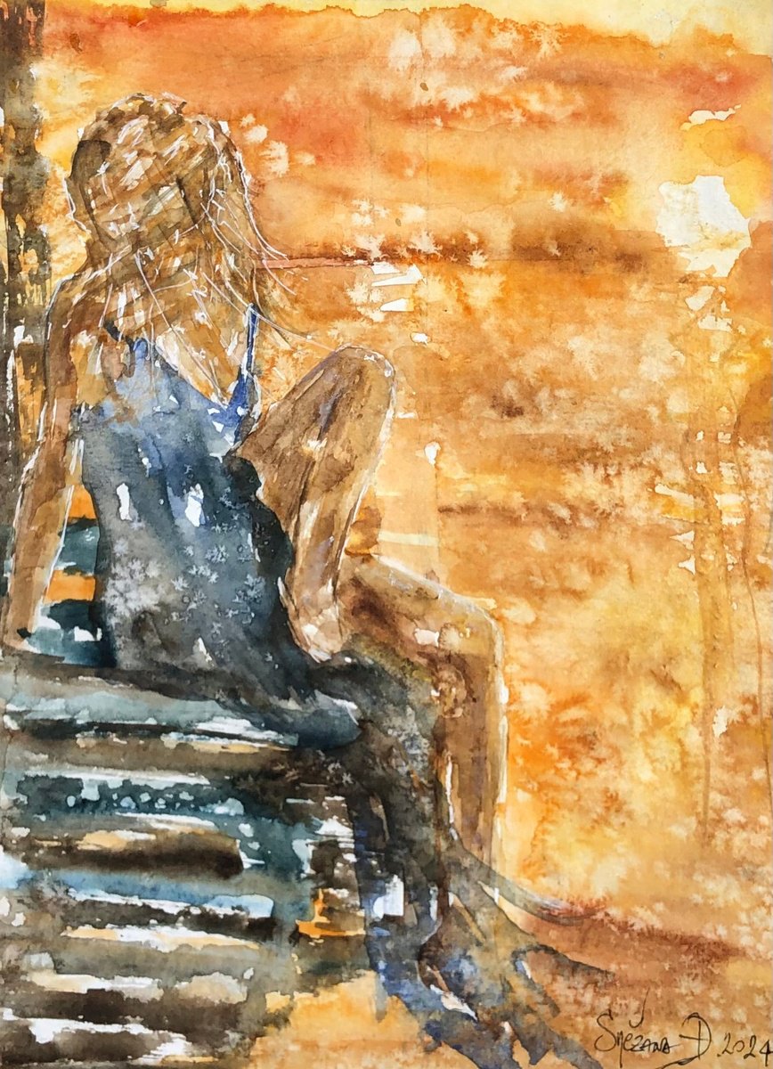 Abstract Landscape Watercolour By Snezana Djordjevic, 9 X 12", Good Evening Alanya, Original Artwork