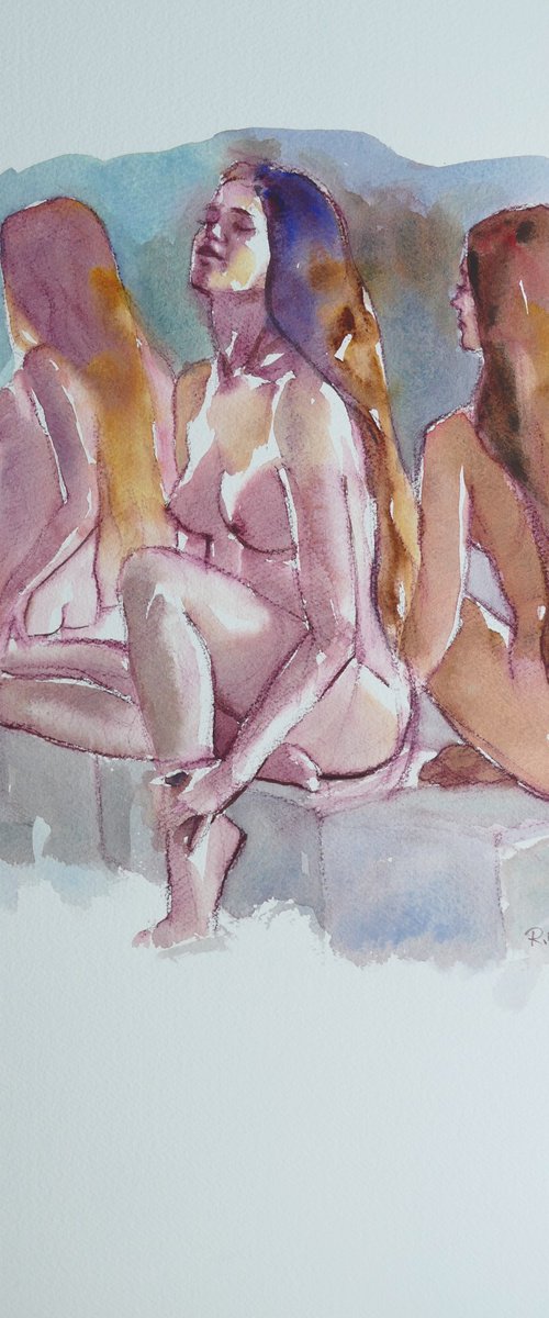 seated nude 3 poses by Rory O’Neill