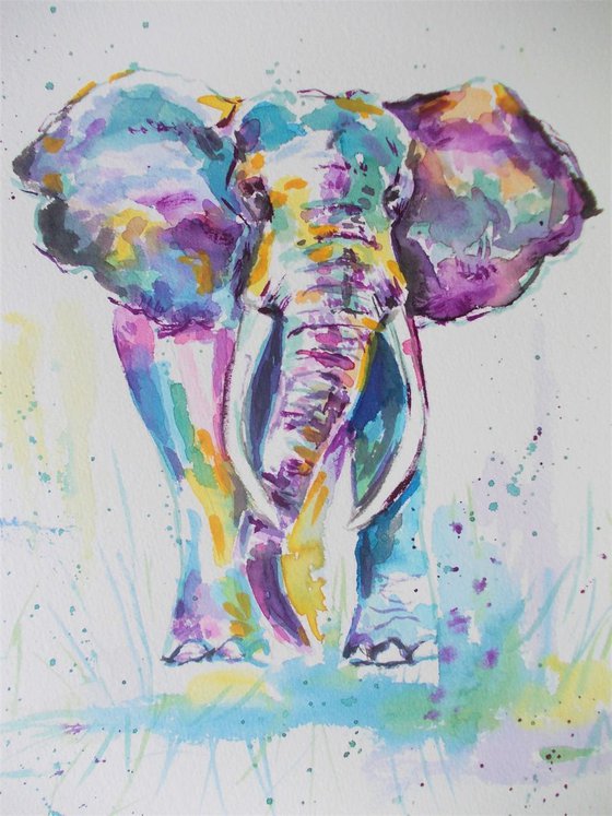 Original  Watercolor Elephants