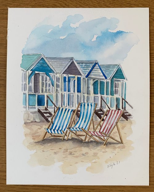 Beach Huts and Deck Chairs by Kathryn Coyle