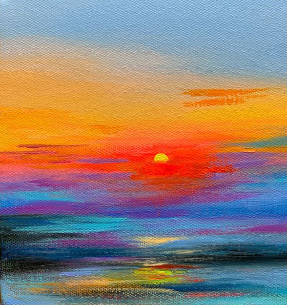 Sunset ! Small Painting!!  Ready to hang