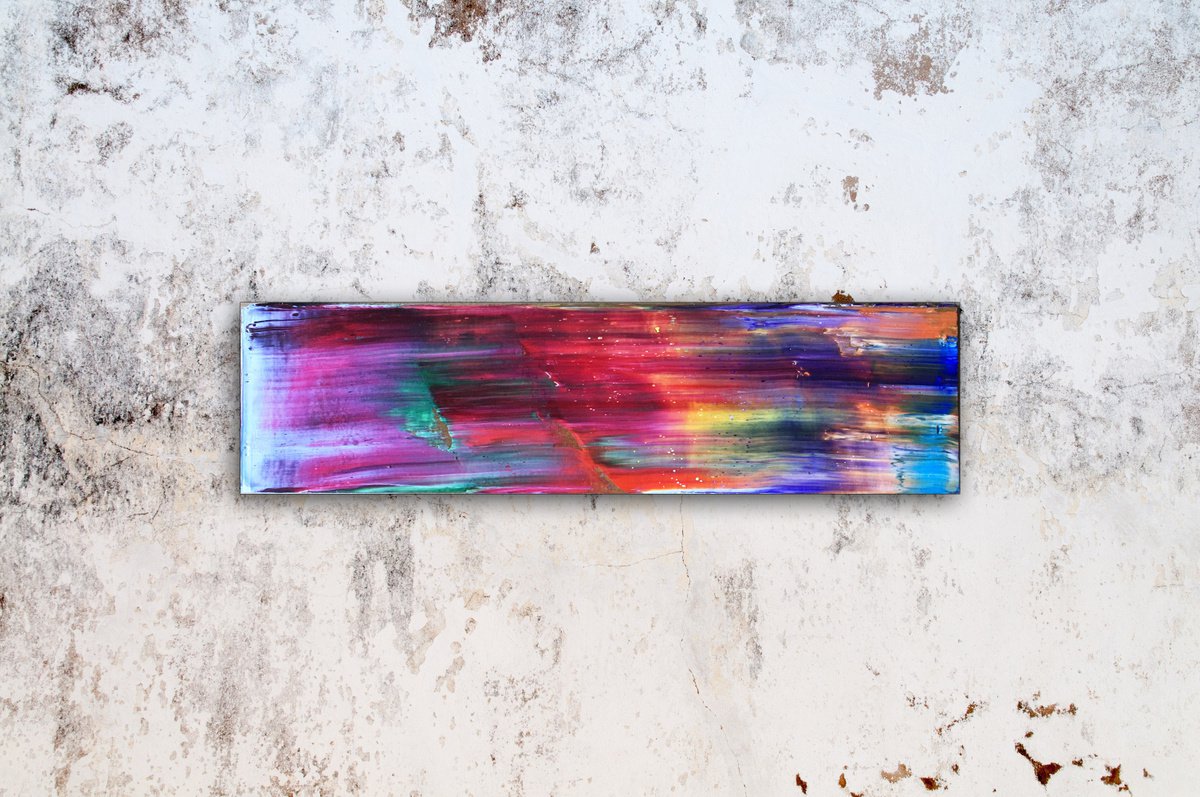 Dissolve With Me - Original PMS Oil Painting On Reclaimed Wood - 14 x 4 inches by Preston M. Smith (PMS)