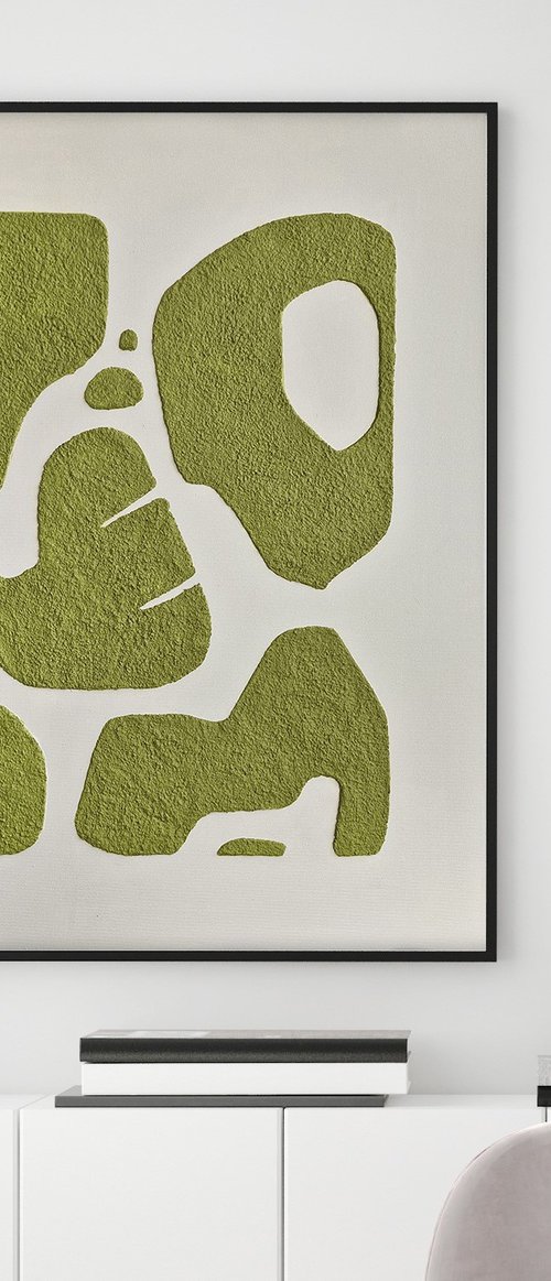 "Olive bay 6" Textured olive abstract art by Marine