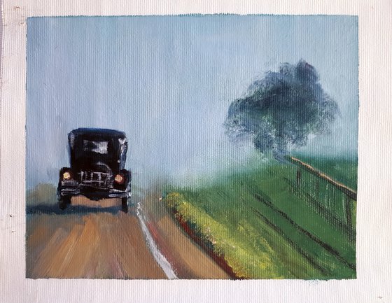 Trip in Fog... /  ORIGINAL OIL PAINTING