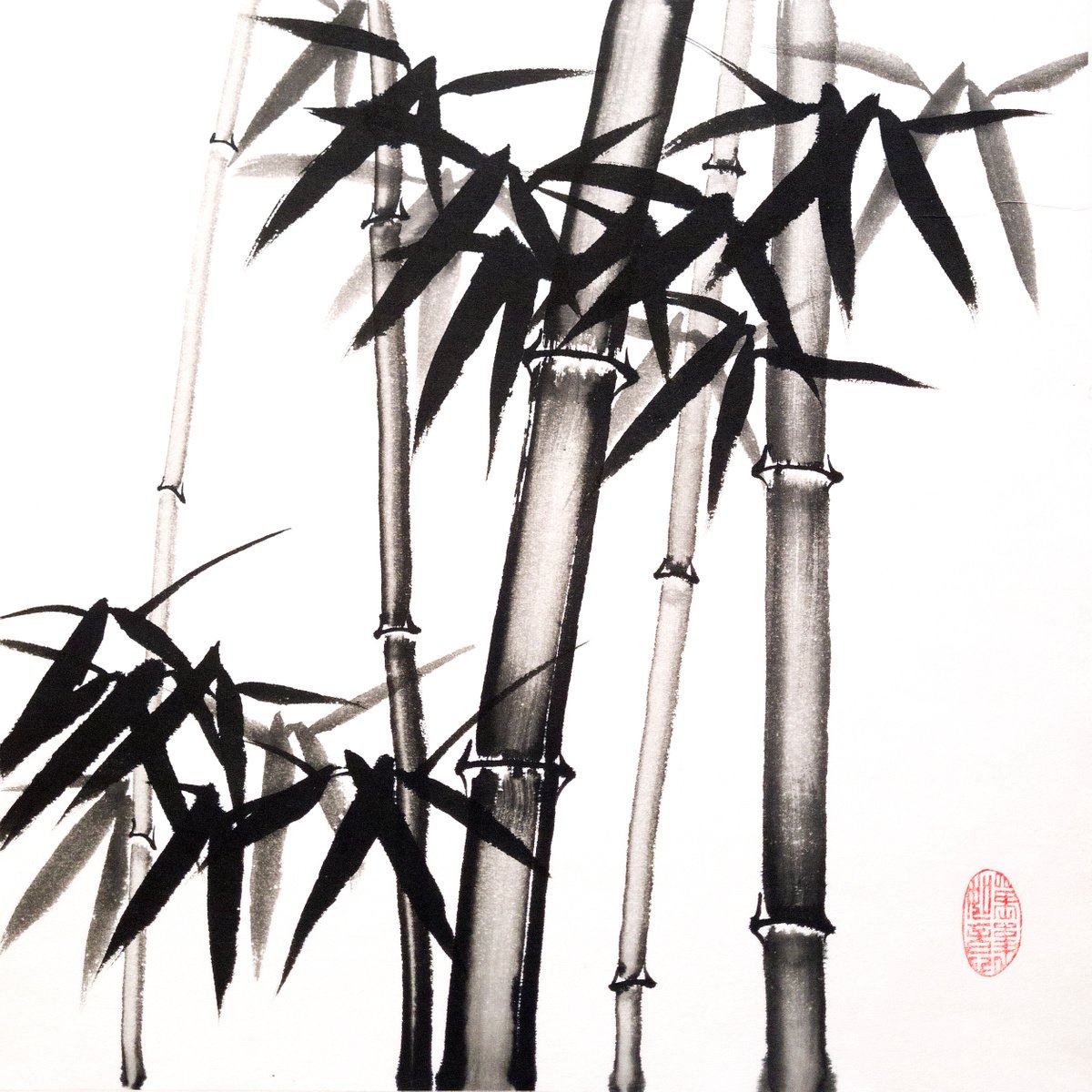 Bamboo forest - Bamboo series No. 2120 - Oriental Chinese Ink Painting by Ilana Shechter