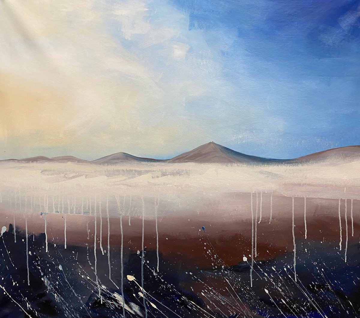 Impressionistic Landscape Acrylic Painting By Helen Mount, 39 X 35, The Beginning, Original Artwork