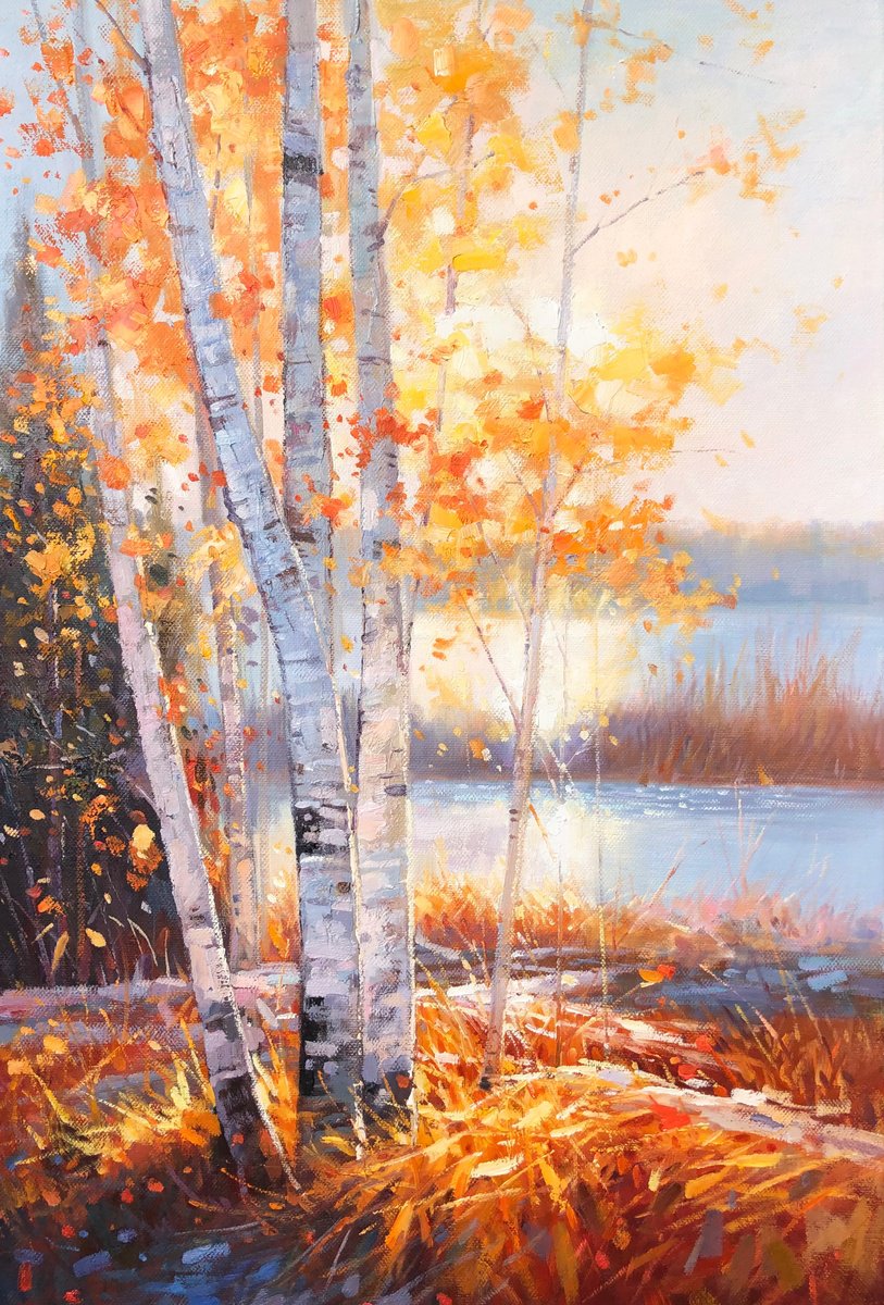 Impressionistic Landscape Oil Painting By Jianzhe Chon, 24 X 35, Forrest Z031, Original Artwork