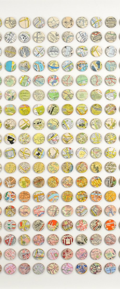 London Rainbow 3D Map Dots Collage by Amelia Coward