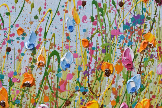 Spring meadow - wildflower landscape painting
