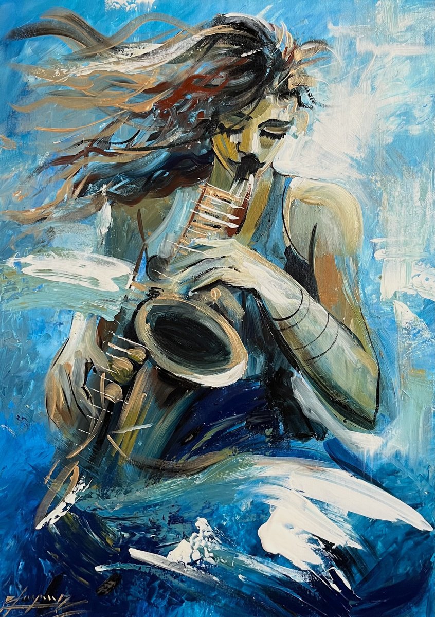 Blue Jazz By Vahe Bagumyan, 20 X 28, Artwork For Sale On Artfinder