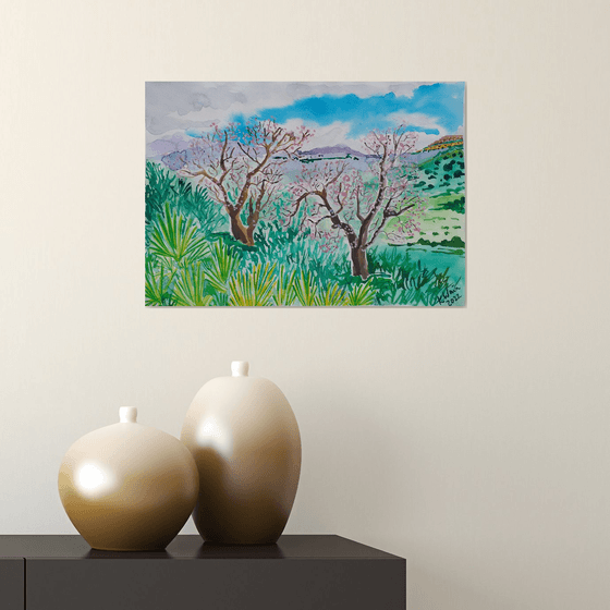 Almond blossom in Sierra Gordo Not available currently exhibiting in Regeneration Art exhibition London