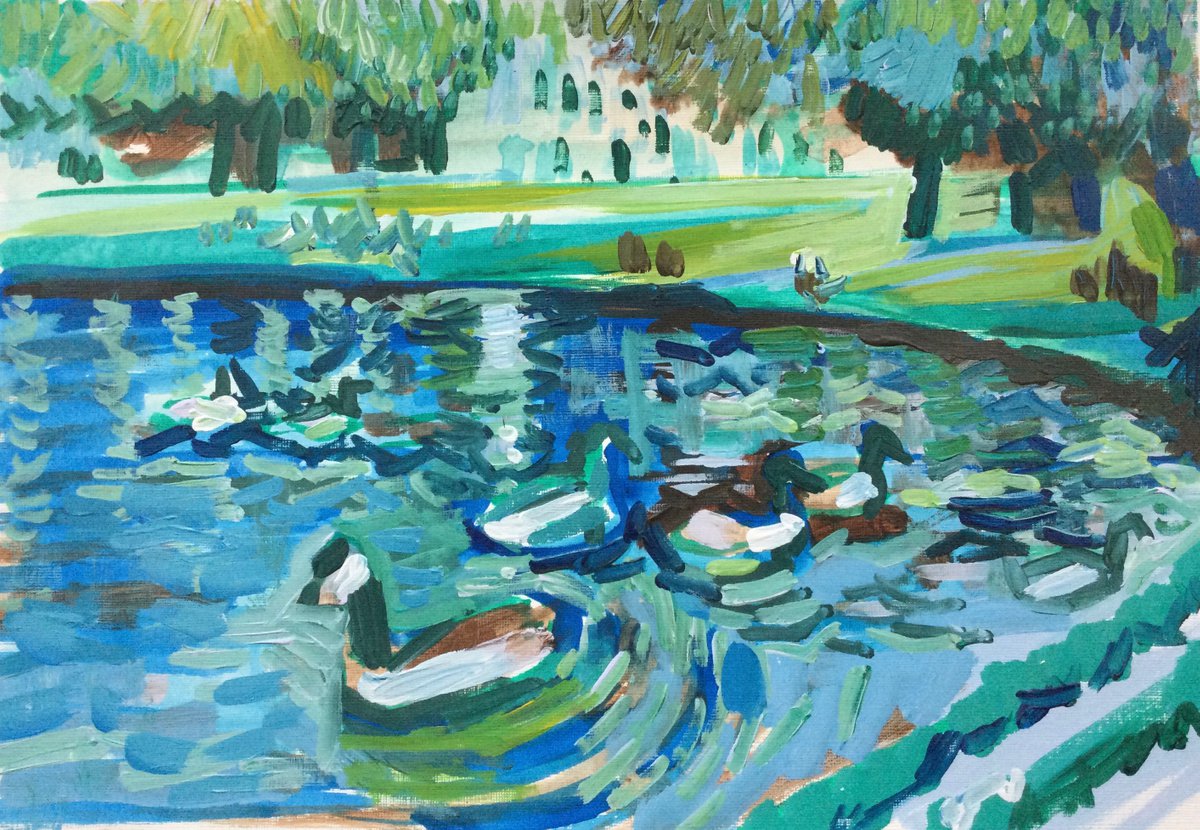 Ducks on the pond. (Clapham Common) by Jeffery Richards