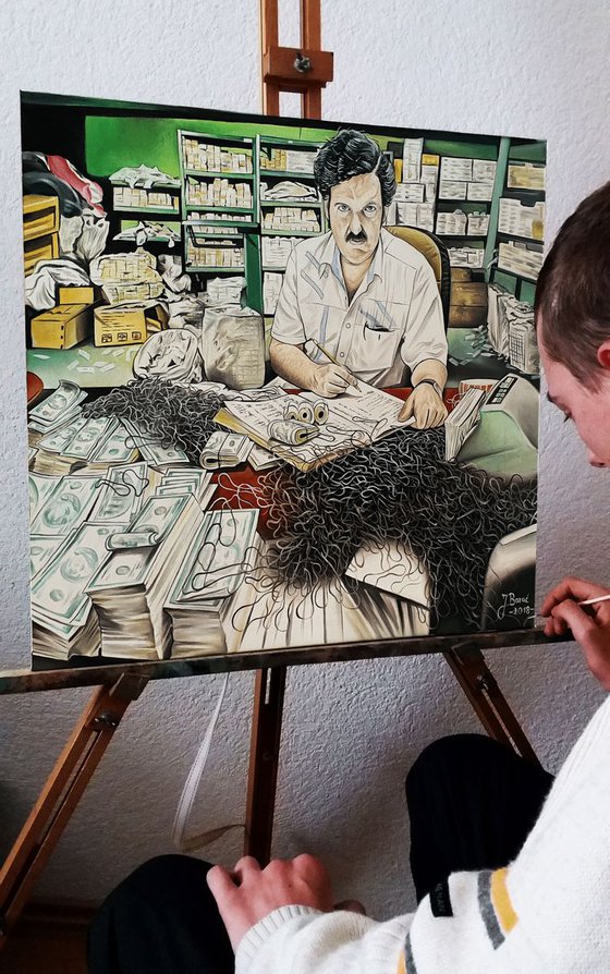 Pablo Escobar , ORIGINAL OIL ON CANVAS PAINTING