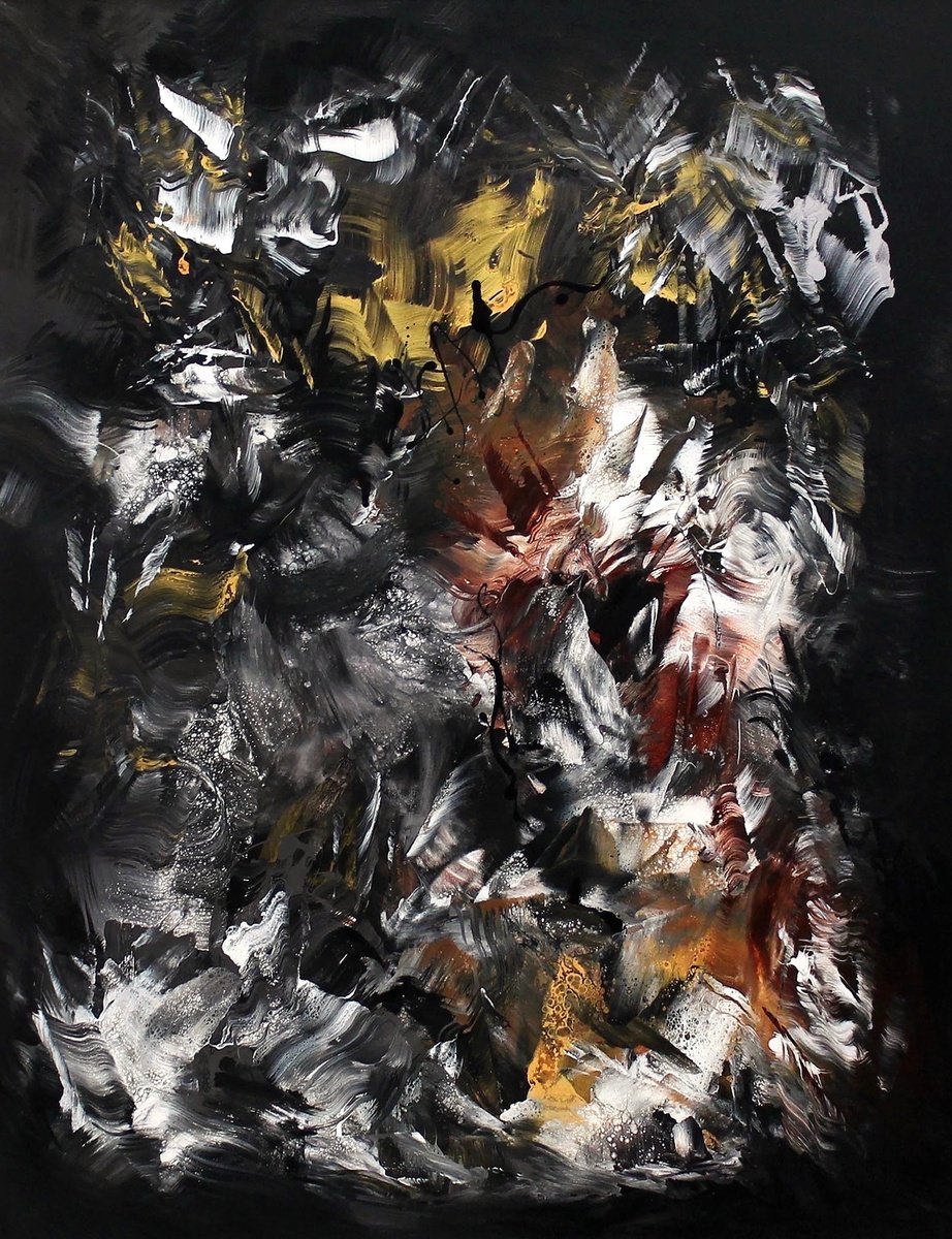 Abstract Acrylic Painting By Paresh Nrshinga Frsa, 40 X 51", Moonlight Over Paris, Original Artwork