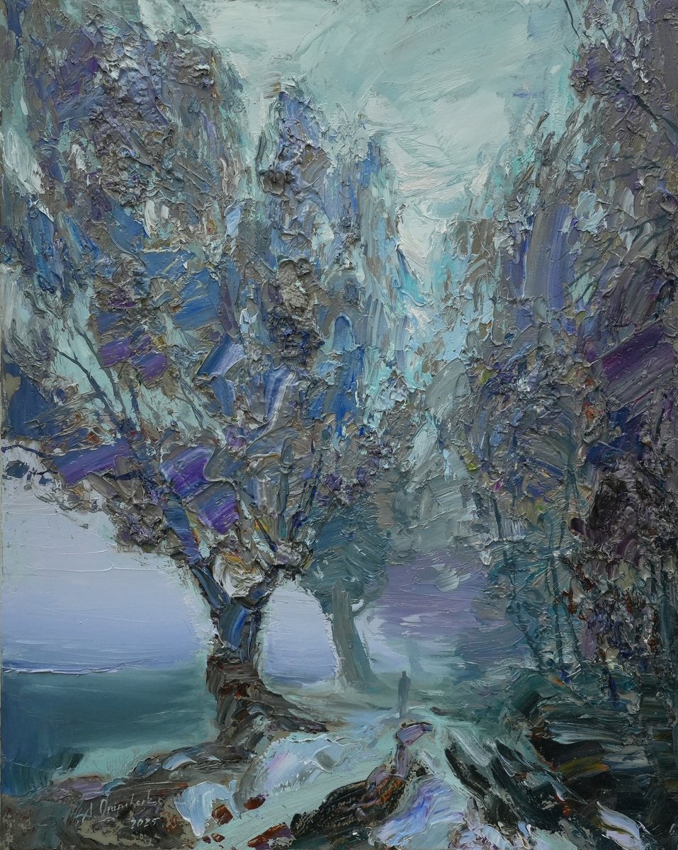 Impressionistic Landscape Oil Painting By Alisa Onipchenko-Cherniakovska, 16 X 20, Misty Landscape, Original Artwork