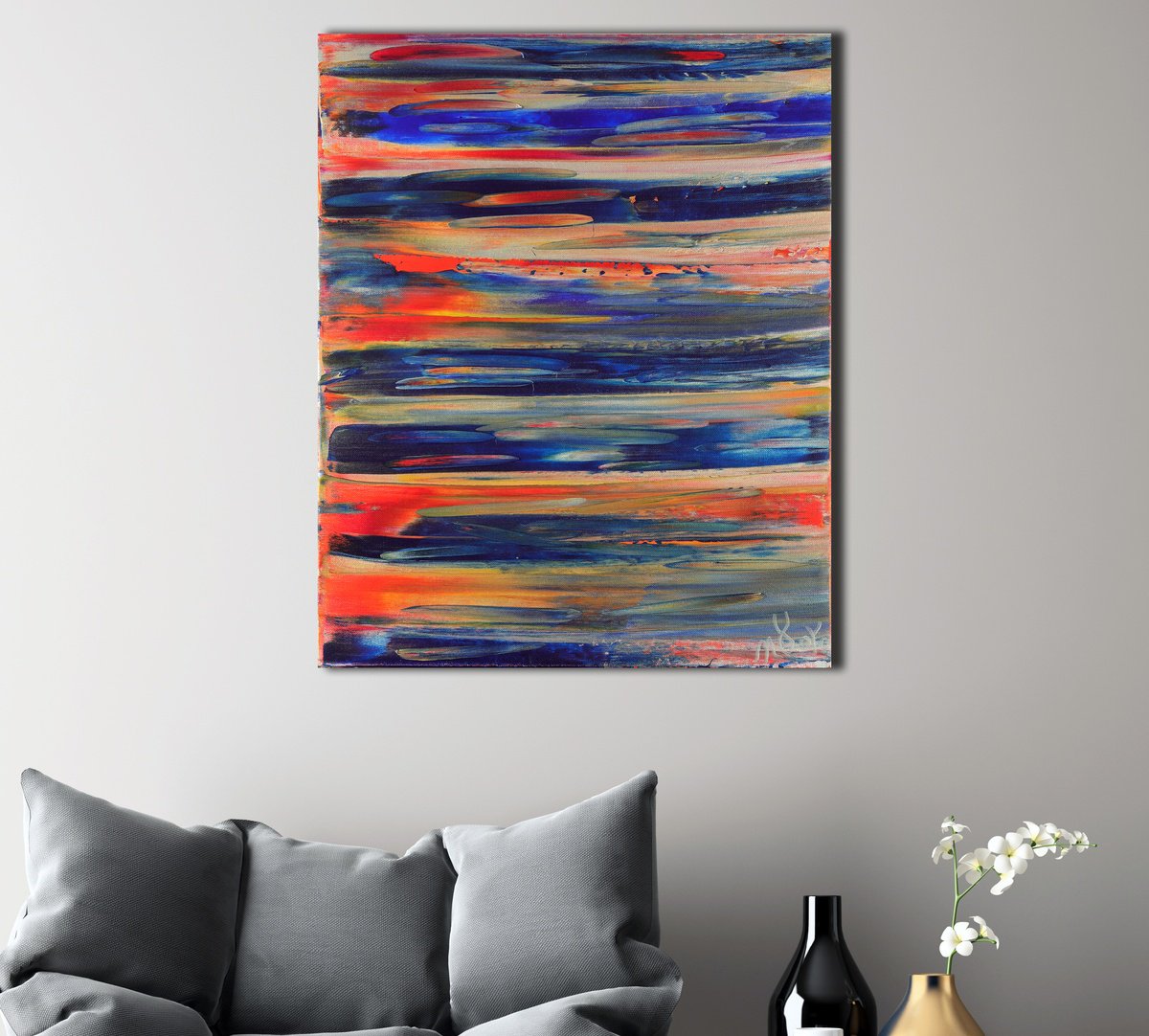 Abstract Acrylic Painting By Nestor Toro, 16 X 20", Evening Dance, Original Artwork