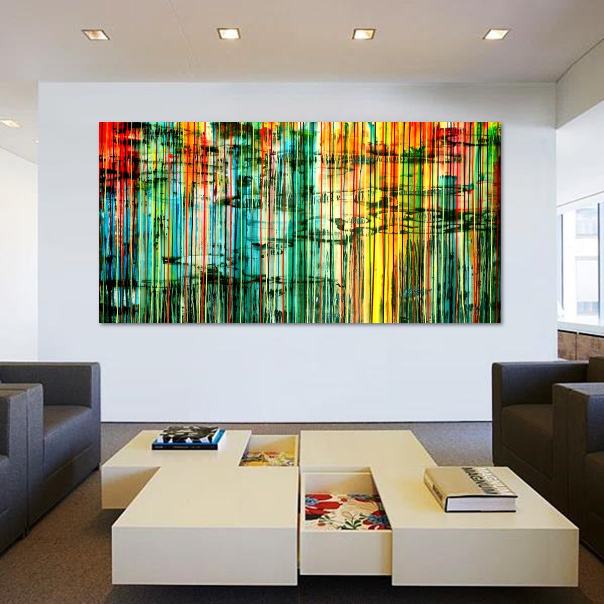 Abstract Landscape Acrylic Painting By Carla Sa Fernandes, 79 X 39, The Emotional Creation #175, Original Artwork