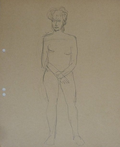 The minimalist nude, life sketch 22x27 cm by Frederic Belaubre