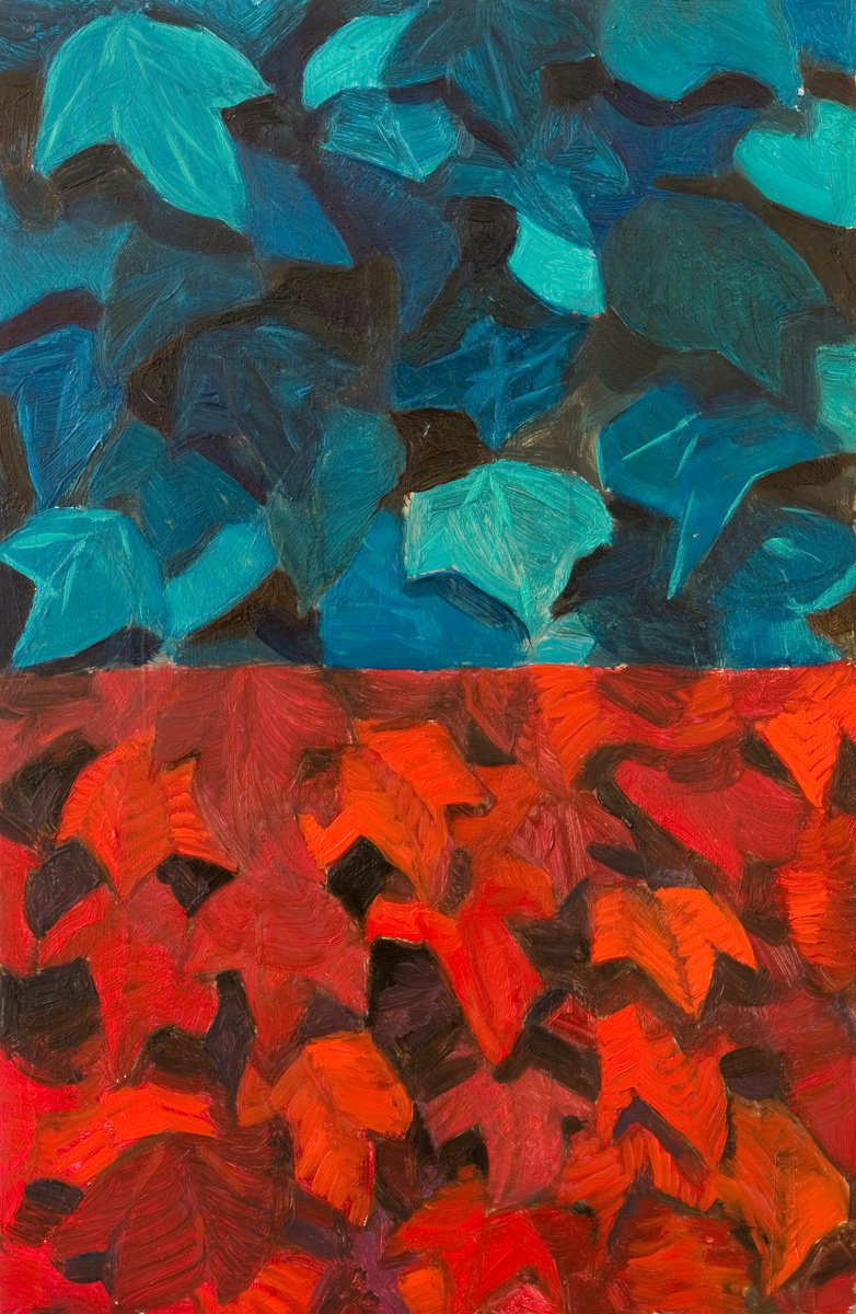 semi-abstract set of two colors leaves for nature lovers by Olivier Payeur