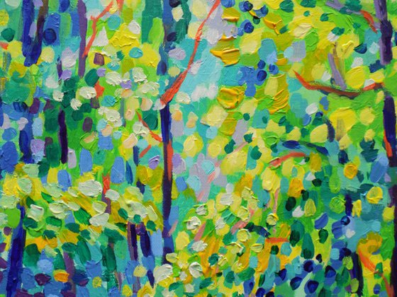 Forest in turquoise and yellow