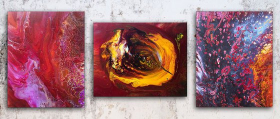 "Birth Of Consciousness Series" - FREE USA SHIPPING - Original Triptych, Abstract PMS Acrylic Paintings Series - 52" x 20"