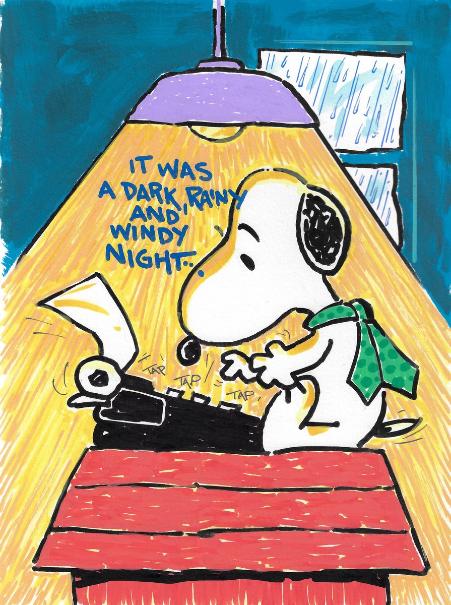 Cartoon Animal Painting By Ben De Soto, 9 X 12, Dark And Windy Night, Original Artwork