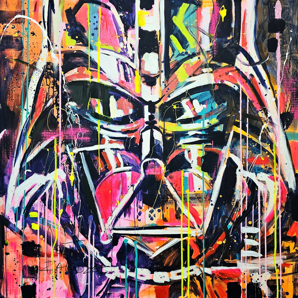 Impressionistic Portrait Acrylic Painting By Marta Zawadzka, 51 X 51", Dark Lord, Original Artwork